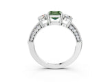 White gold Fancy Green Asscher Cut Three-Stone Diamond Ring with Pavé Band and Four-Prong Setting_27