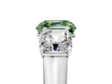 White gold Fancy Green Asscher Cut Three-Stone Diamond Ring with Prong Setting on a Classic Band_17