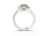 White gold Fancy Green Asscher  Cut Three-Stone Solitaire Ring with Round Accent Diamonds and Four-Prong Setting_3