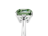 White gold Fancy Green Asscher  Cut Three-Stone Solitaire Ring with Round Accent Diamonds and Four-Prong Setting_5