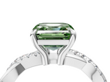 White gold Fancy Green Asscher  Cut Twist Band Solitaire Diamond Ring with Pavé Setting_7