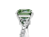 White gold Fancy Green Asscher  Cut Twist Band Solitaire Diamond Ring with Pavé Setting_8