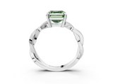 White gold Fancy Green Asscher  Cut Twisted Pavé Band Solitaire Ring with Four-Prong Setting_3