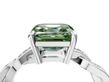 White gold Fancy Green Asscher  Cut Twisted Pavé Band Solitaire Ring with Four-Prong Setting_4