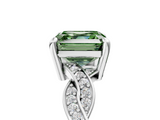 White gold Fancy Green Asscher  Cut Twisted Pavé Band Solitaire Ring with Four-Prong Setting_5