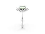 White gold Fancy Green Asscher  Diamond Cluster Halo Ring with Solitaire Band and Four-Prong Setting_2