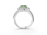 White gold Fancy Green Asscher  Diamond Cluster Halo Ring with Solitaire Band and Four-Prong Setting_3