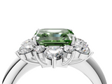 White gold Fancy Green Asscher  Diamond Cluster Halo Ring with Solitaire Band and Four-Prong Setting_4
