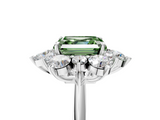White gold Fancy Green Asscher  Diamond Cluster Halo Ring with Solitaire Band and Four-Prong Setting_5