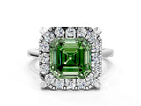 White gold Fancy Green Asscher  Diamond Cluster Halo Solitaire with Four-Prong Setting_35