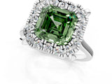 White gold Fancy Green Asscher  Diamond Cluster Halo Solitaire with Four-Prong Setting_36