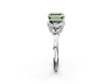 White gold Fancy Green Asscher  Diamond Cluster Leaf Design Ring with Prong Setting_19