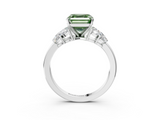 White gold Fancy Green Asscher  Diamond Cluster Leaf Design Ring with Prong Setting_20