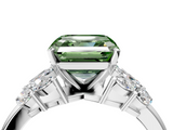 White gold Fancy Green Asscher  Diamond Cluster Leaf Design Ring with Prong Setting_21