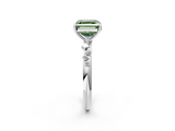 White gold Fancy Green Asscher  Diamond Cluster Prong-Set Solitaire Ring_2