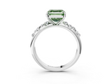 White gold Fancy Green Asscher  Diamond Cluster Prong-Set Solitaire Ring_3
