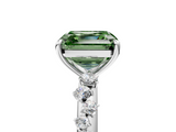 White gold Fancy Green Asscher  Diamond Cluster Prong-Set Solitaire Ring_5