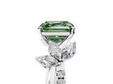 White gold Fancy Green Asscher  Diamond Floral Vine Solitaire Engagement Ring_5