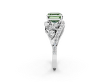 White gold Fancy Green Asscher  Diamond Halo Ring with Marquise and Pavé Band in Prong Setting_19