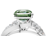 White gold Fancy Green Asscher  Diamond Halo Ring with Marquise and Pavé Band in Prong Setting_21