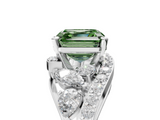White gold Fancy Green Asscher  Diamond Halo Ring with Marquise and Pavé Band in Prong Setting_22