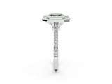 White gold Fancy Green Asscher  Diamond Halo Ring with Milgrain Frame and Pavé Band_38