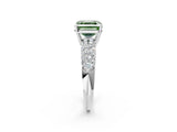 White gold Fancy Green Asscher  Diamond Pavé Band Solitaire Ring with Four-Prong Setting_49