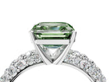 White gold Fancy Green Asscher  Diamond Pavé Band Solitaire Ring with Four-Prong Setting_50