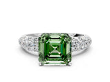 White gold Fancy Green Asscher  Diamond Pavé Band Solitaire Ring with Four-Prong Setting_51