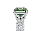 White gold Fancy Green Asscher  Diamond Pavé Band Solitaire Ring with Four-Prong Setting_51