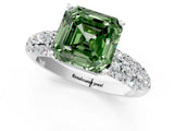 White gold Fancy Green Asscher  Diamond Pavé Band Solitaire Ring with Four-Prong Setting_52