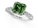 White gold Fancy Green Asscher  Diamond Pavé Band Solitaire with Four-Prong Setting_1