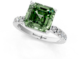 White gold Fancy Green Asscher  Diamond Pavé Band Solitaire with Four-Prong Setting_1