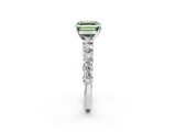 White gold Fancy Green Asscher  Diamond Pavé Band Solitaire with Four-Prong Setting_2