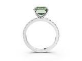 White gold Fancy Green Asscher  Diamond Pavé Band Solitaire with Four-Prong Setting_3