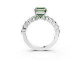 White gold Fancy Green Asscher  Diamond Pavé Band Solitaire with Four-Prong Setting_3