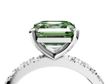 White gold Fancy Green Asscher  Diamond Pavé Band Solitaire with Four-Prong Setting_4