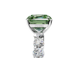White gold Fancy Green Asscher  Diamond Pavé Band Solitaire with Four-Prong Setting_5