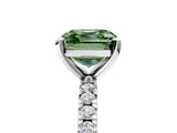 White gold Fancy Green Asscher  Diamond Pavé Band Solitaire with Four-Prong Setting_5