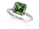 White gold Fancy Green Asscher  Diamond Pavé Band with Six-Prong Setting_16