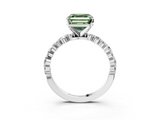 White gold Fancy Green Asscher  Diamond Prong Set Engagement Ring with Pave Band_20