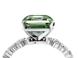 White gold Fancy Green Asscher  Diamond Prong Set Engagement Ring with Pave Band_21