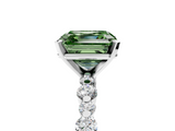 White gold Fancy Green Asscher  Diamond Prong Set Engagement Ring with Pave Band_22
