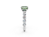 White gold Fancy Green Asscher  Diamond Prong Setting with Side Stones on a Pave Band_2