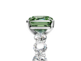 White gold Fancy Green Asscher  Diamond Prong Setting with Side Stones on a Pave Band_5