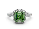 White gold Fancy Green Asscher  Diamond Solitaire Ring with Shared Prong Pavé Band_12