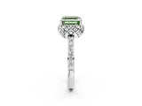 White gold Fancy Green Asscher  Diamond Solitaire Ring with Shared Prong Pavé Band_14