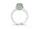 White gold Fancy Green Asscher  Diamond Solitaire Ring with Shared Prong Pavé Band_15