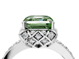 White gold Fancy Green Asscher  Diamond Solitaire Ring with Shared Prong Pavé Band_16