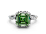 White gold Fancy Green Asscher  Diamond Solitaire Ring with Shared Prong Pavé Band_27